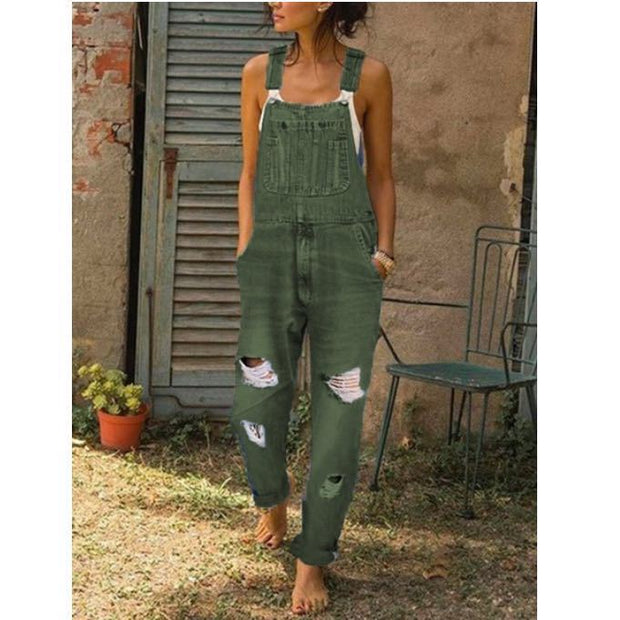 Trendy Distressed Ripped Overalls