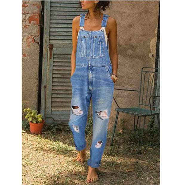 Trendy Distressed Ripped Overalls