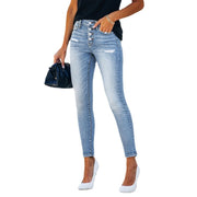 Trendy Light High Waisted Distressed Jeans