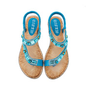 Bohemian Sandals Blue Plaid