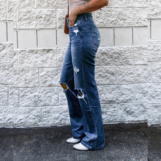 Vintage Ripped Boot Cut Jeans