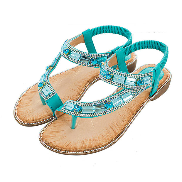 Bohemian Sandals Blue Plaid
