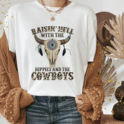 Western Boho Leopard Cow Skull T-Shirt