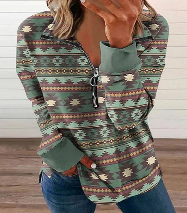 Western Style Zipper Sweater