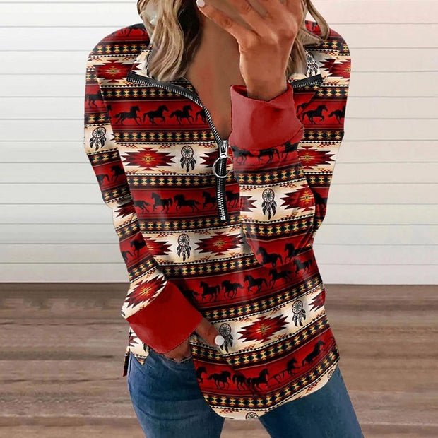 Western Style Zipper Sweater